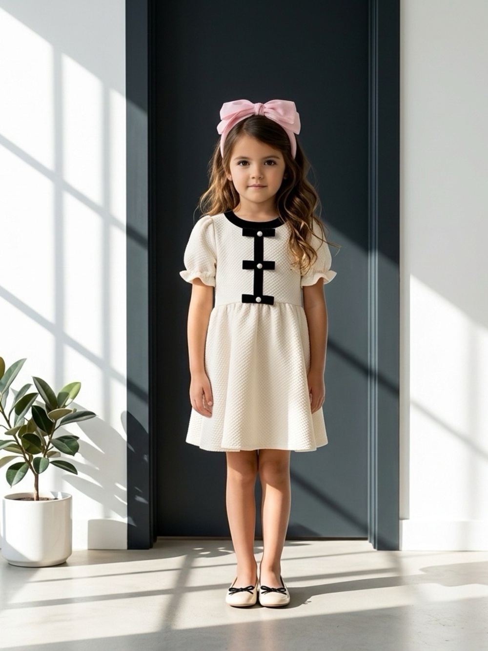 Janie and Jack “The Festive Bow" Cream Dress Girls size 6
